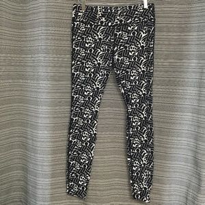 Nike Fast Dri-Fit Running Tights in Black and White Abstract Print Size Large